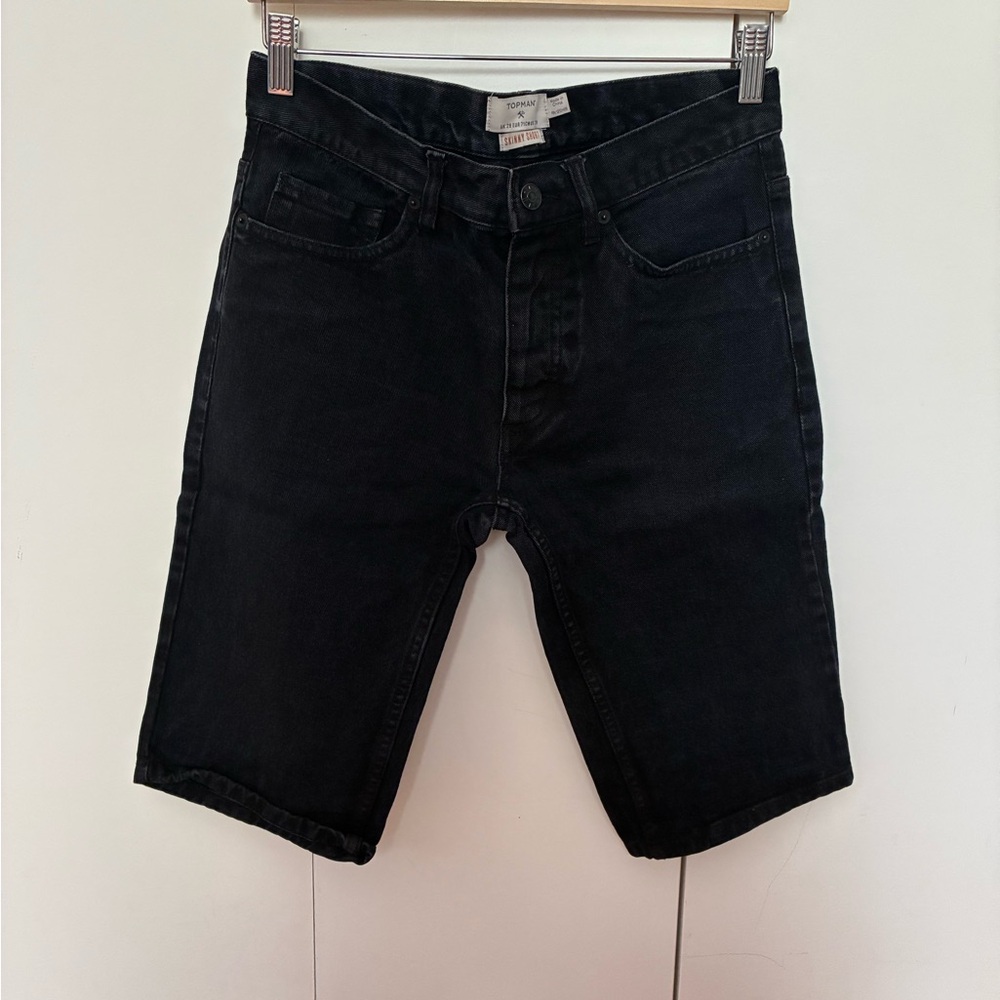 Topman Black Jean Shorts Straight Cut
